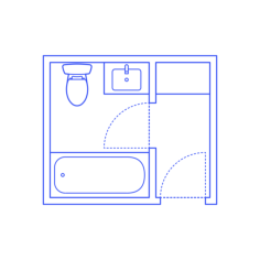 Layouts Bathrooms Full Split 2 Wall Facing Entry Outline Drawing Svg Vector, Free Vectors File